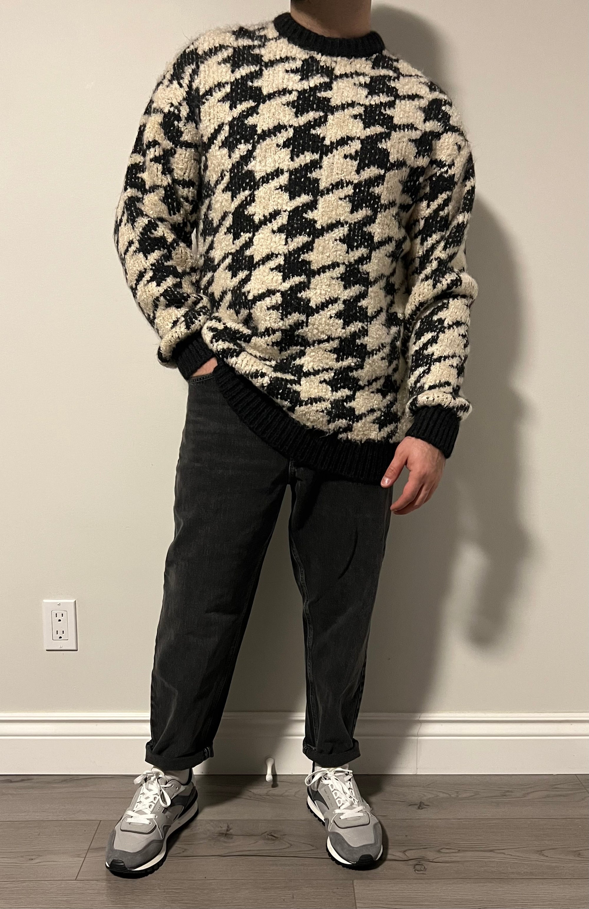 Houndstooth Jacquard Sweater