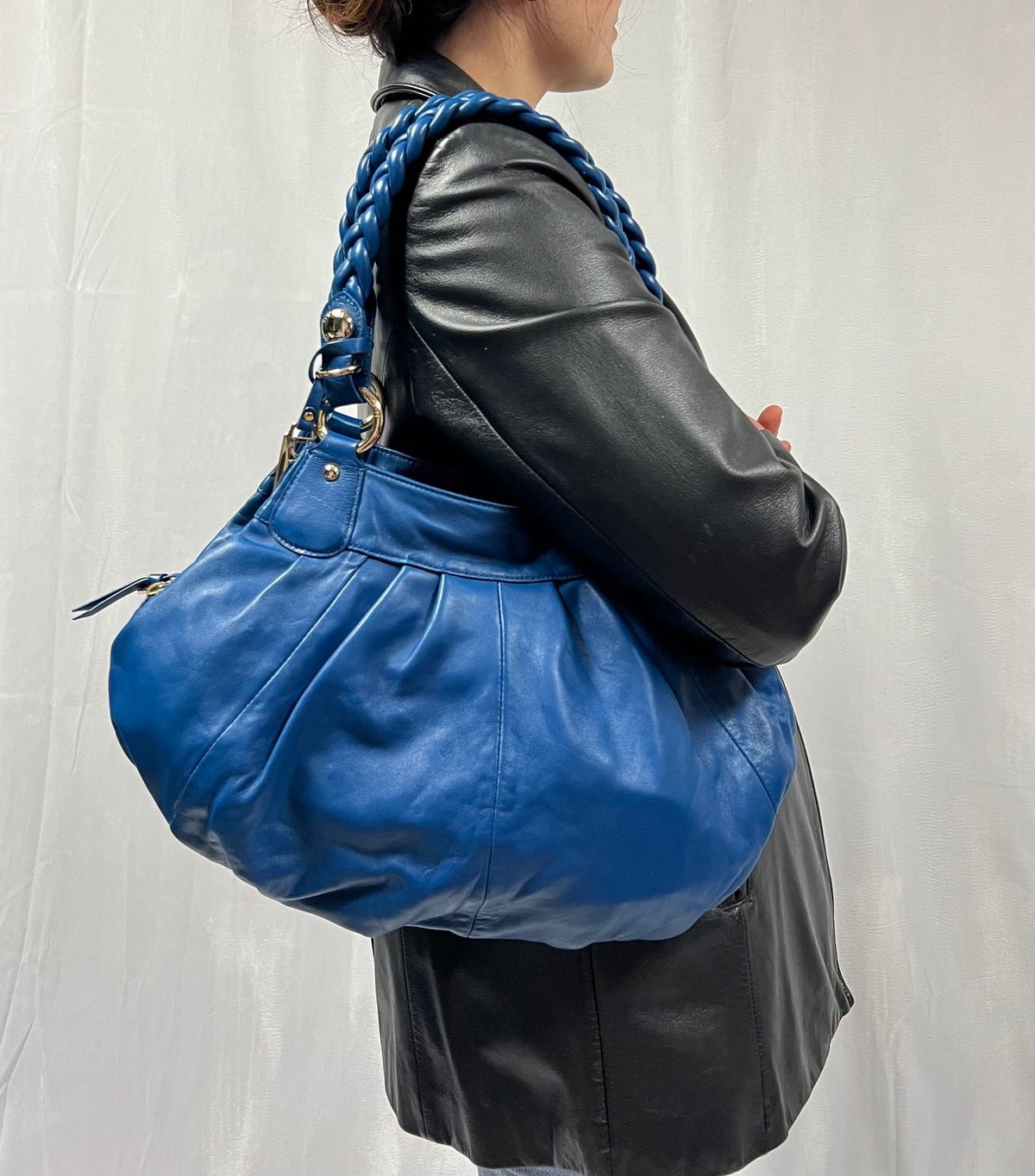Sac en Cuir Vintage Bleu DKNY
