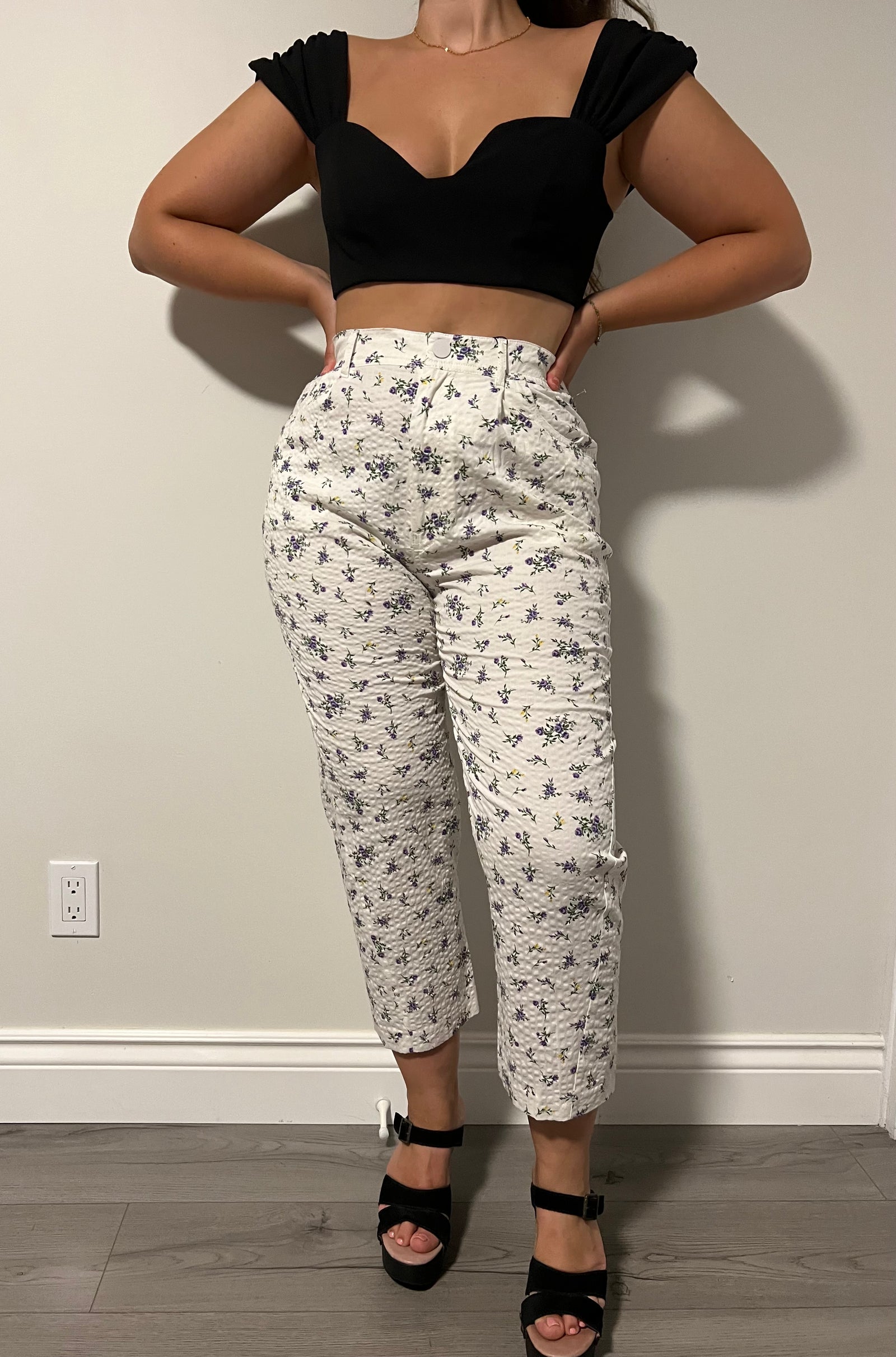 White floral pants Zara