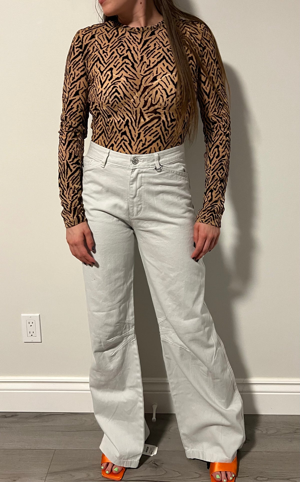 Grey wide-leg pants Zara