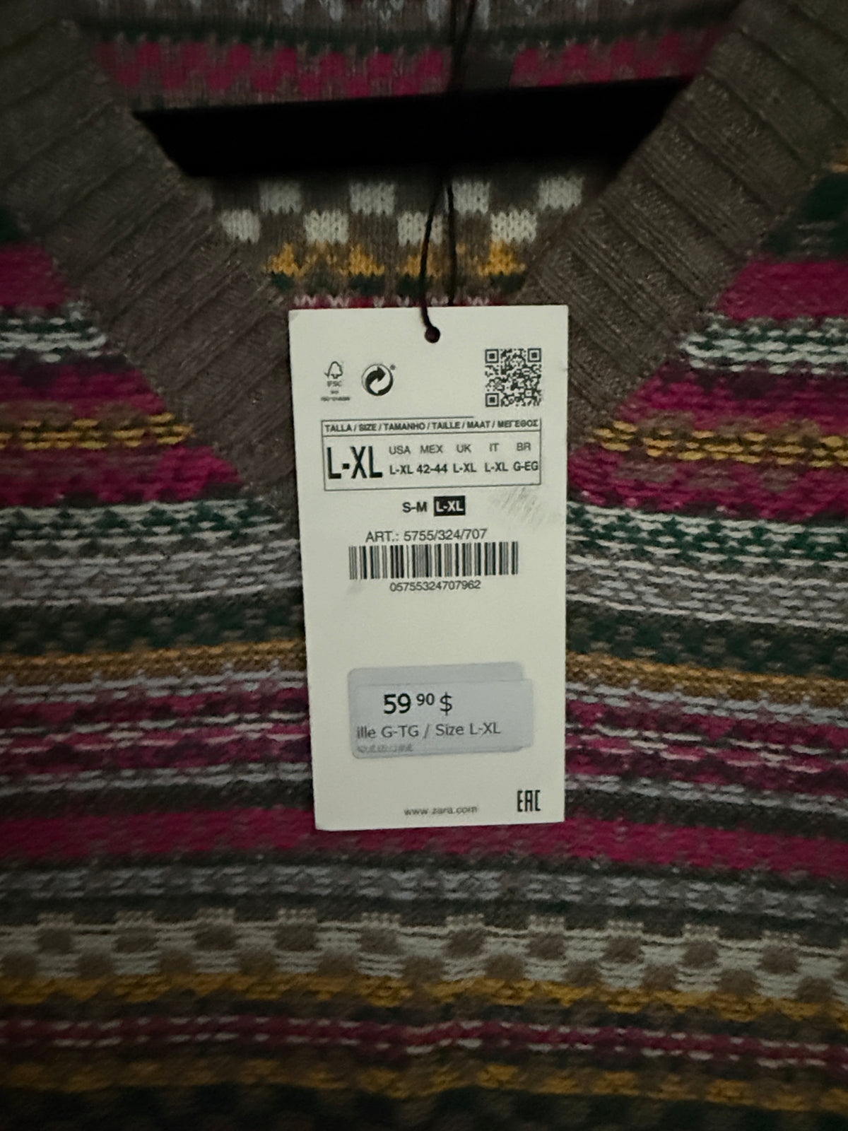 Multicolor Zara Vest Size L-XL New