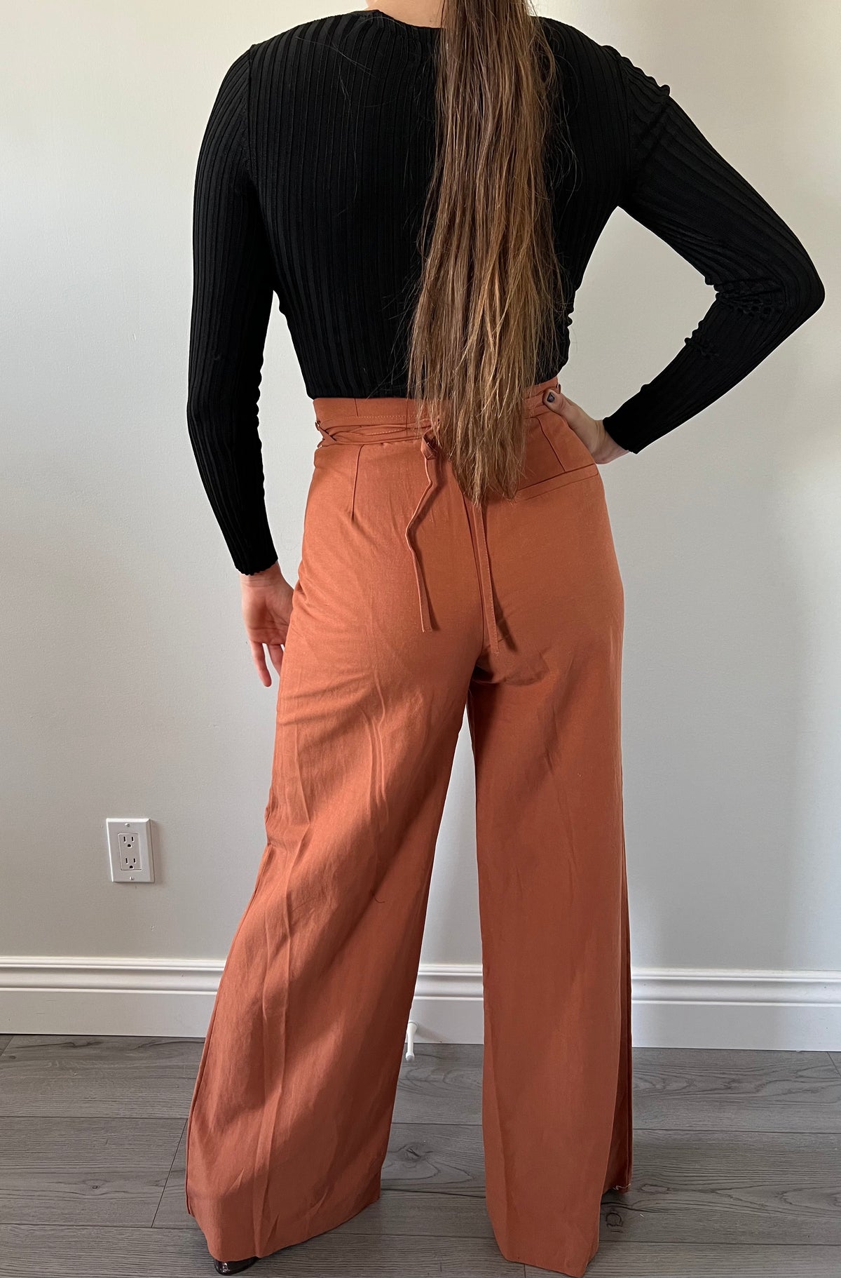 Orange string pants Zara