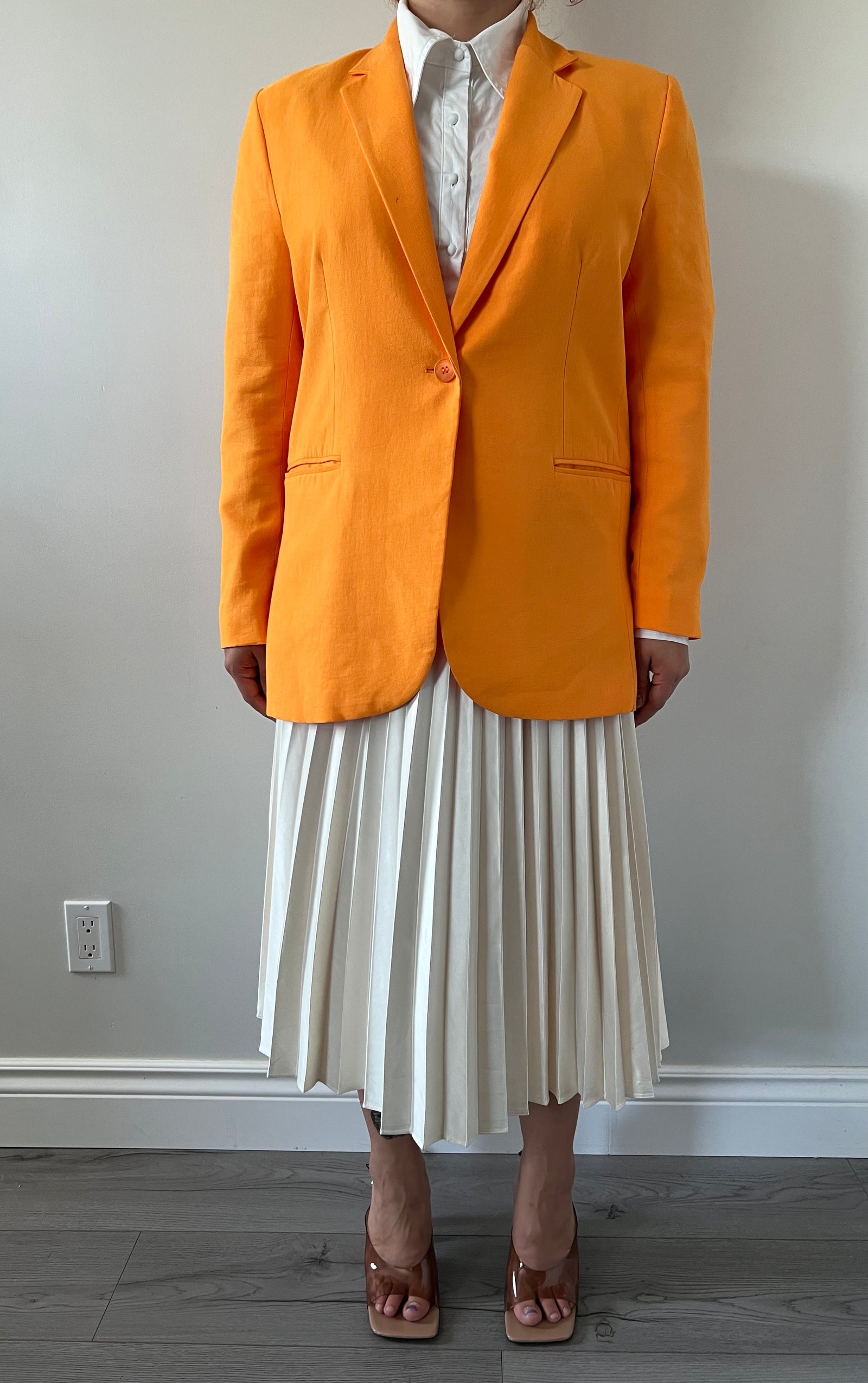 Cream Pleated Skirt Zara