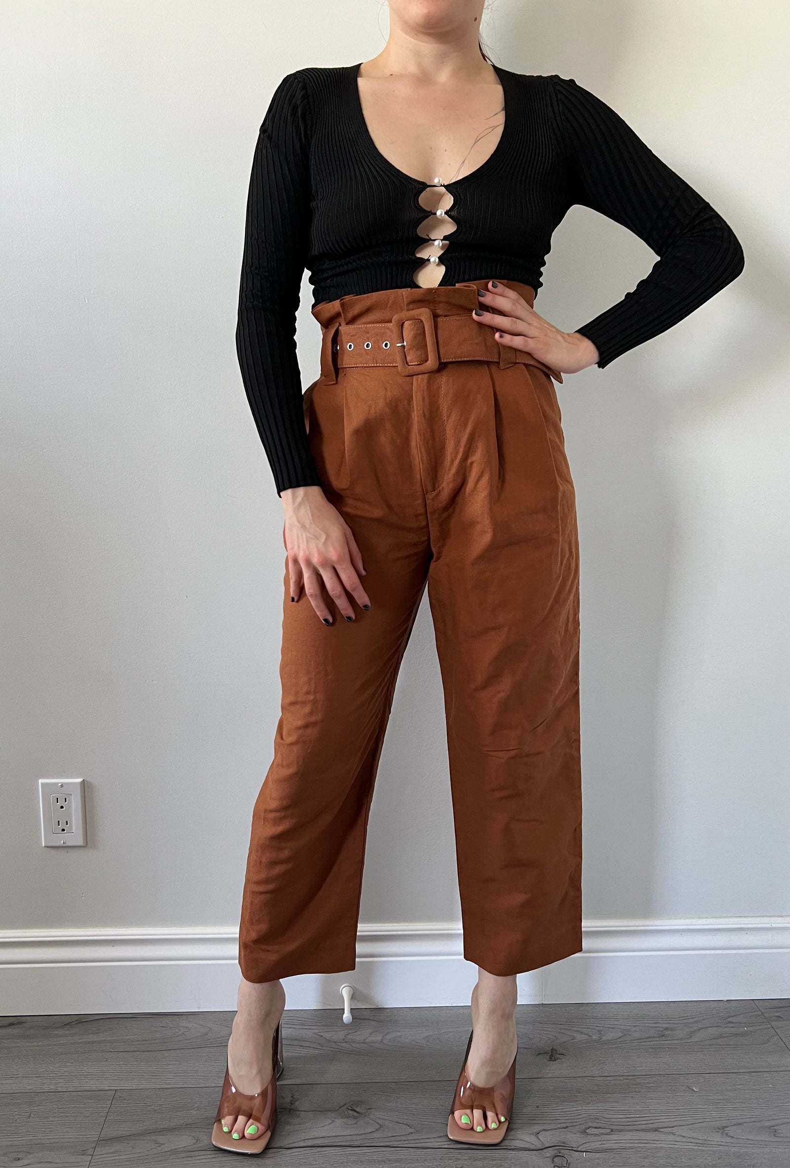 Zara Chestnut Pant with belt