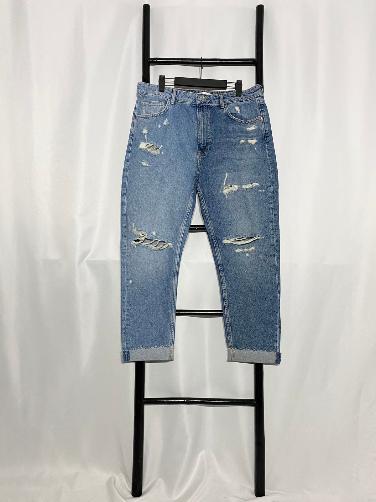 Zara Color Block Ripped Jean 