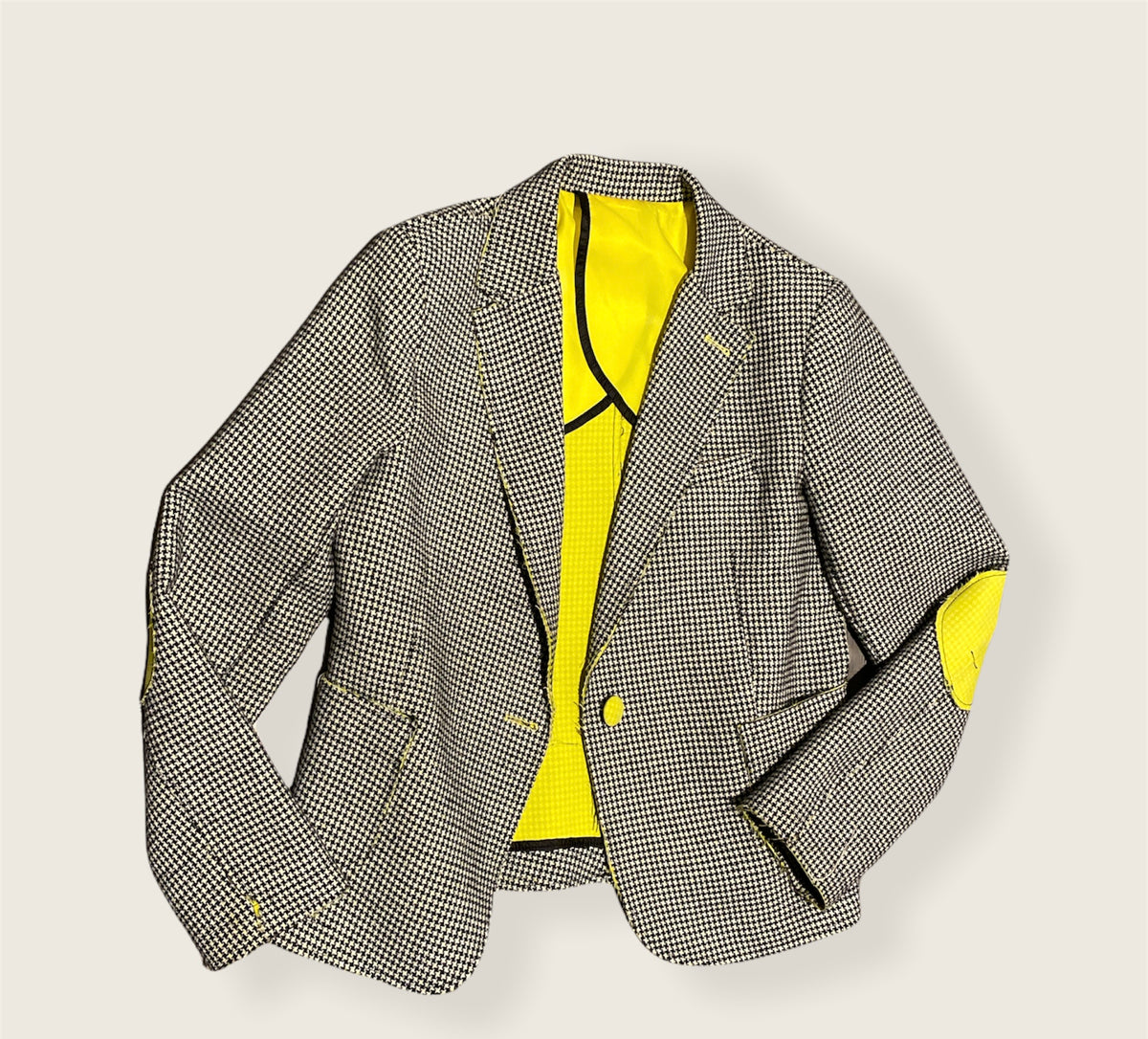 Veston Vintage Jaune et Pied-de-Poule