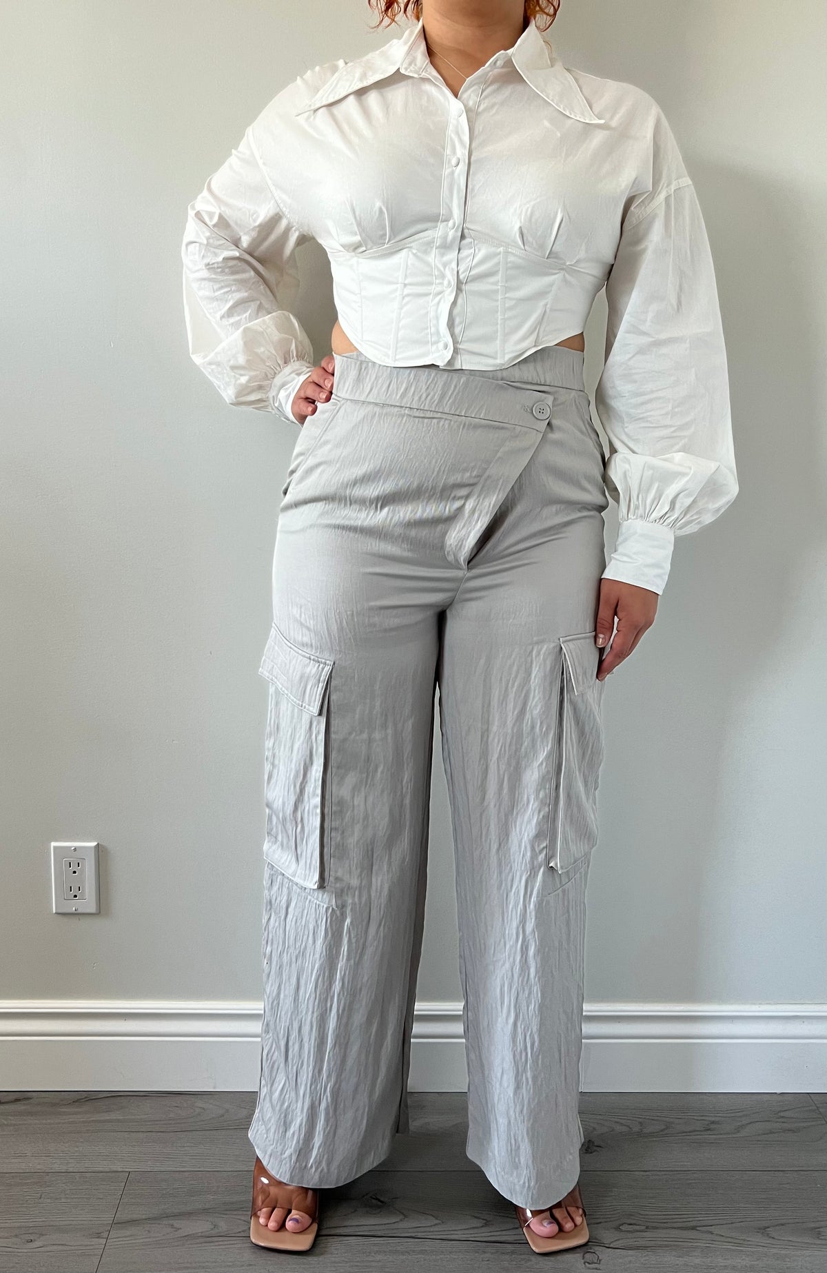 Grey Double Breasted Pants Zara