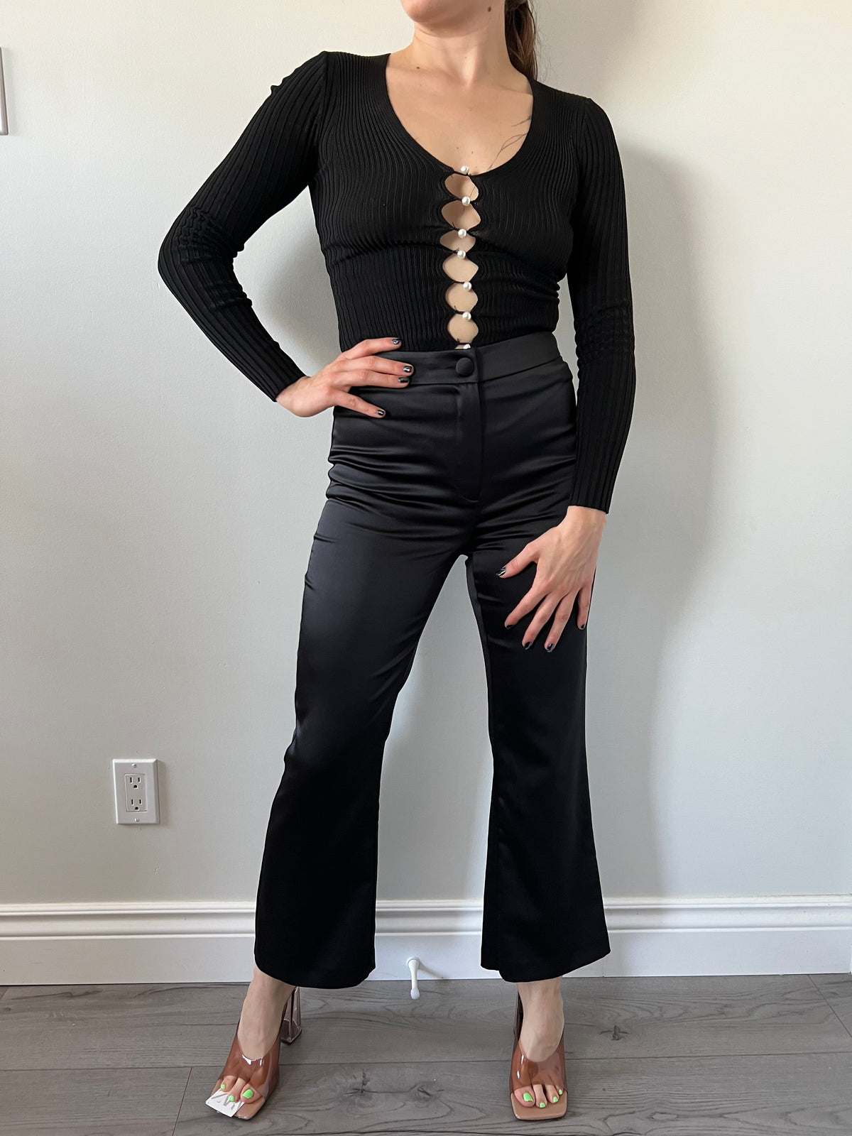 Zara Black Satin Pants