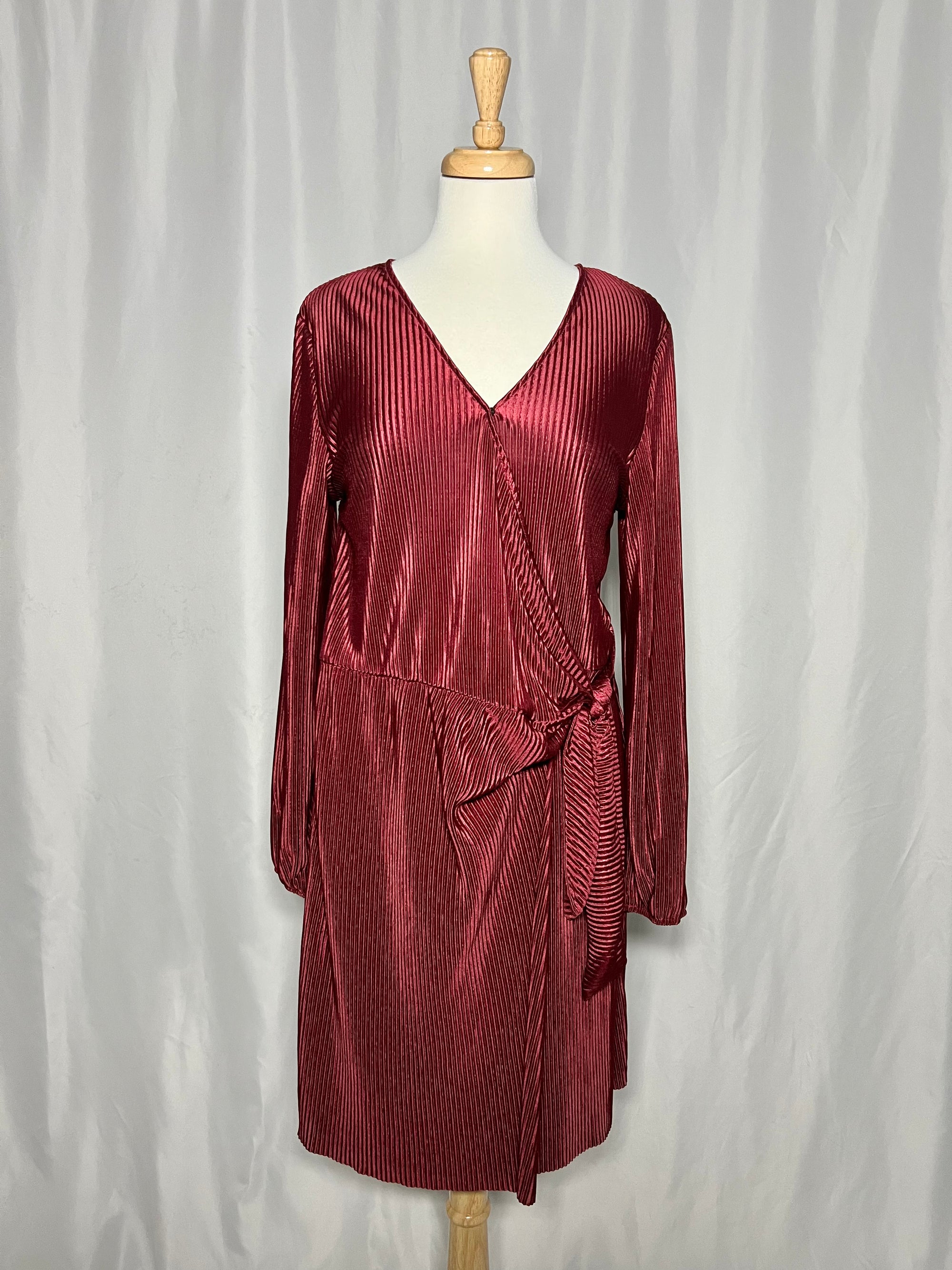 Joe Fresh Burgundy Pleated Dress