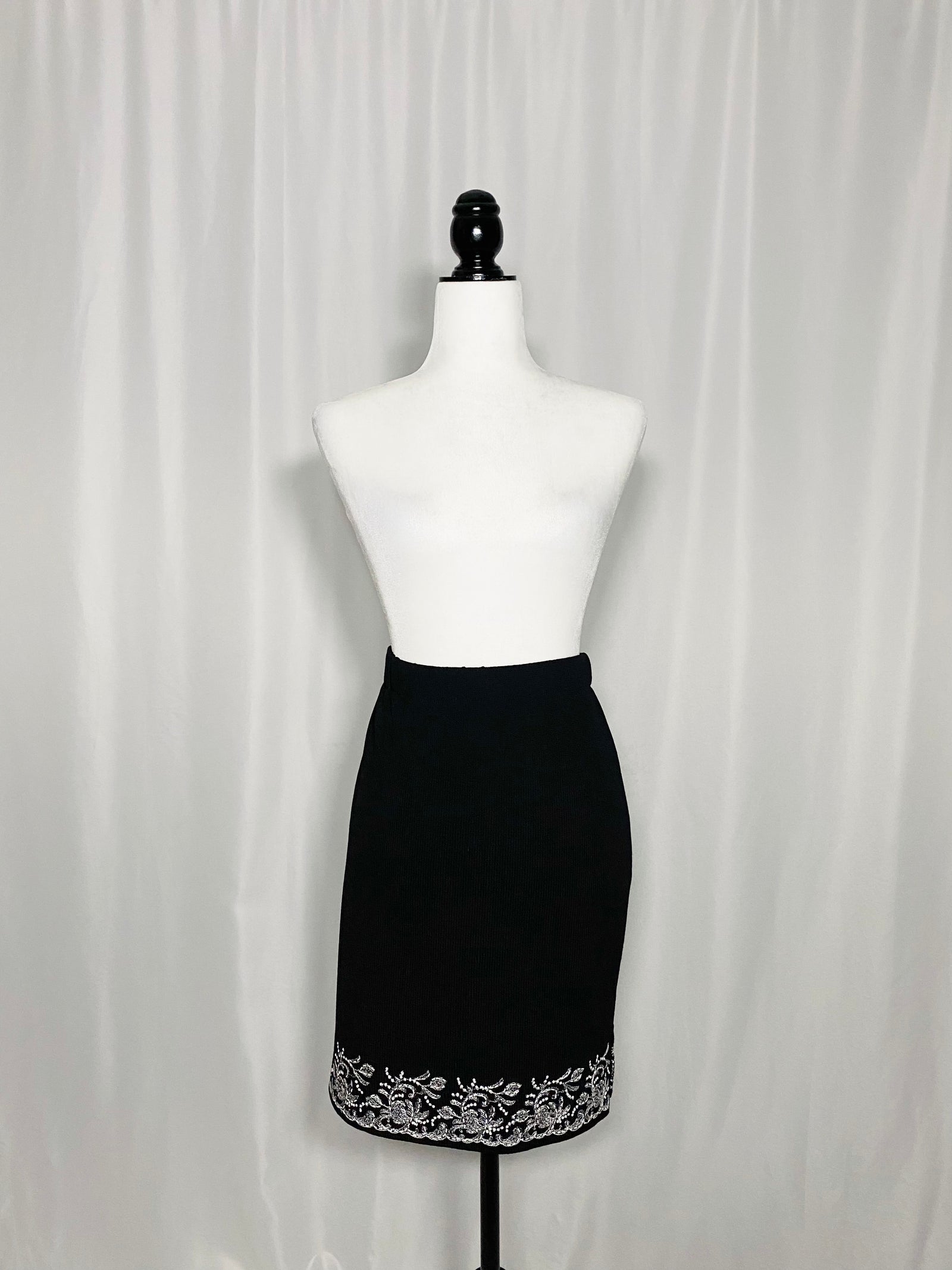 Black Floral Vintage Skirt