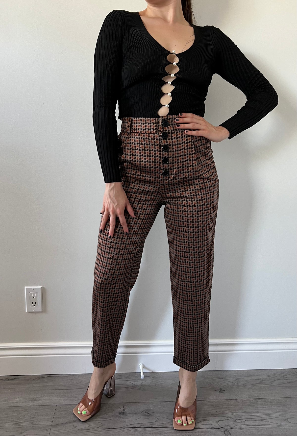 Houndstooth Tailored Pants
