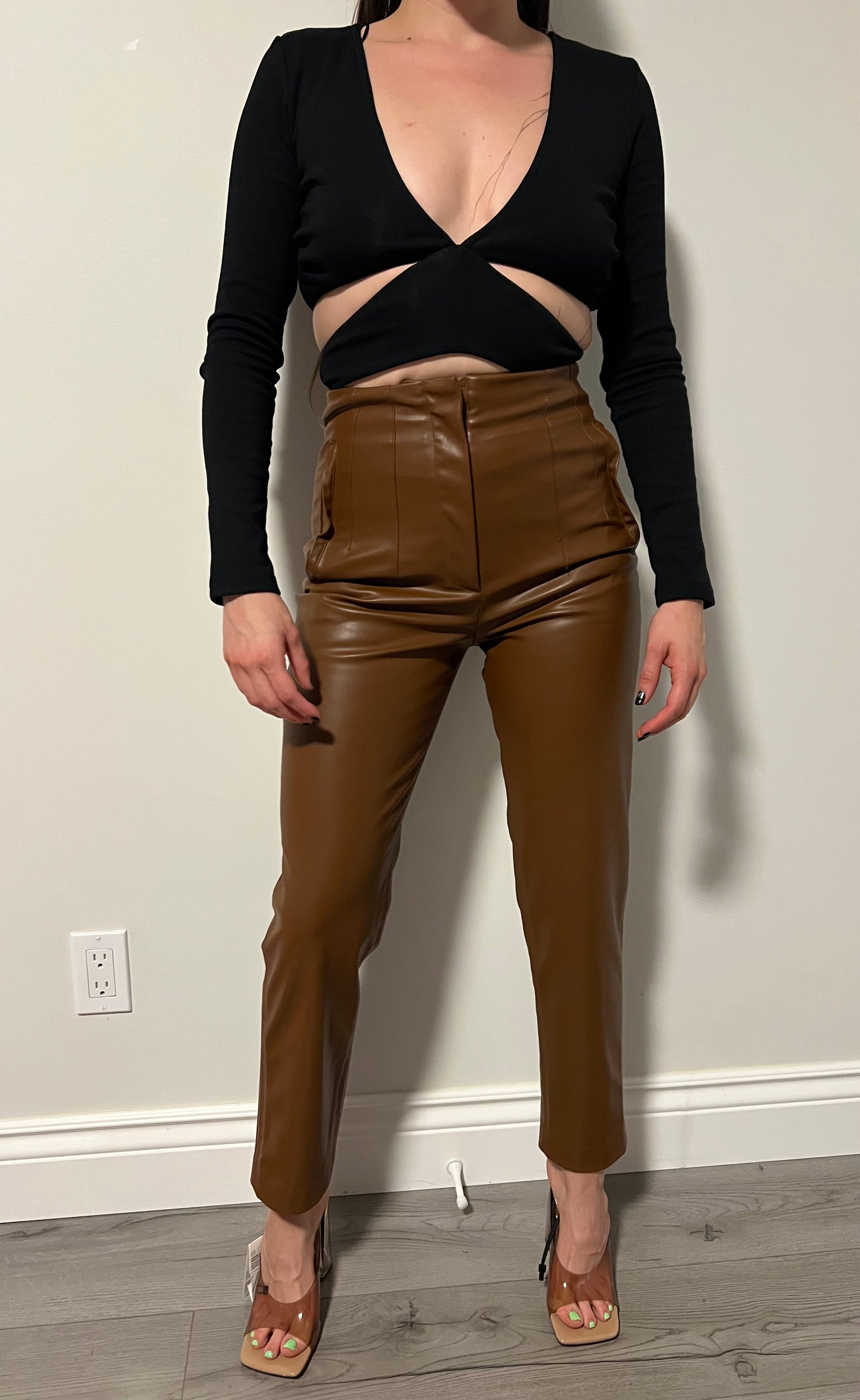 Zara Brown Synthethic Pants