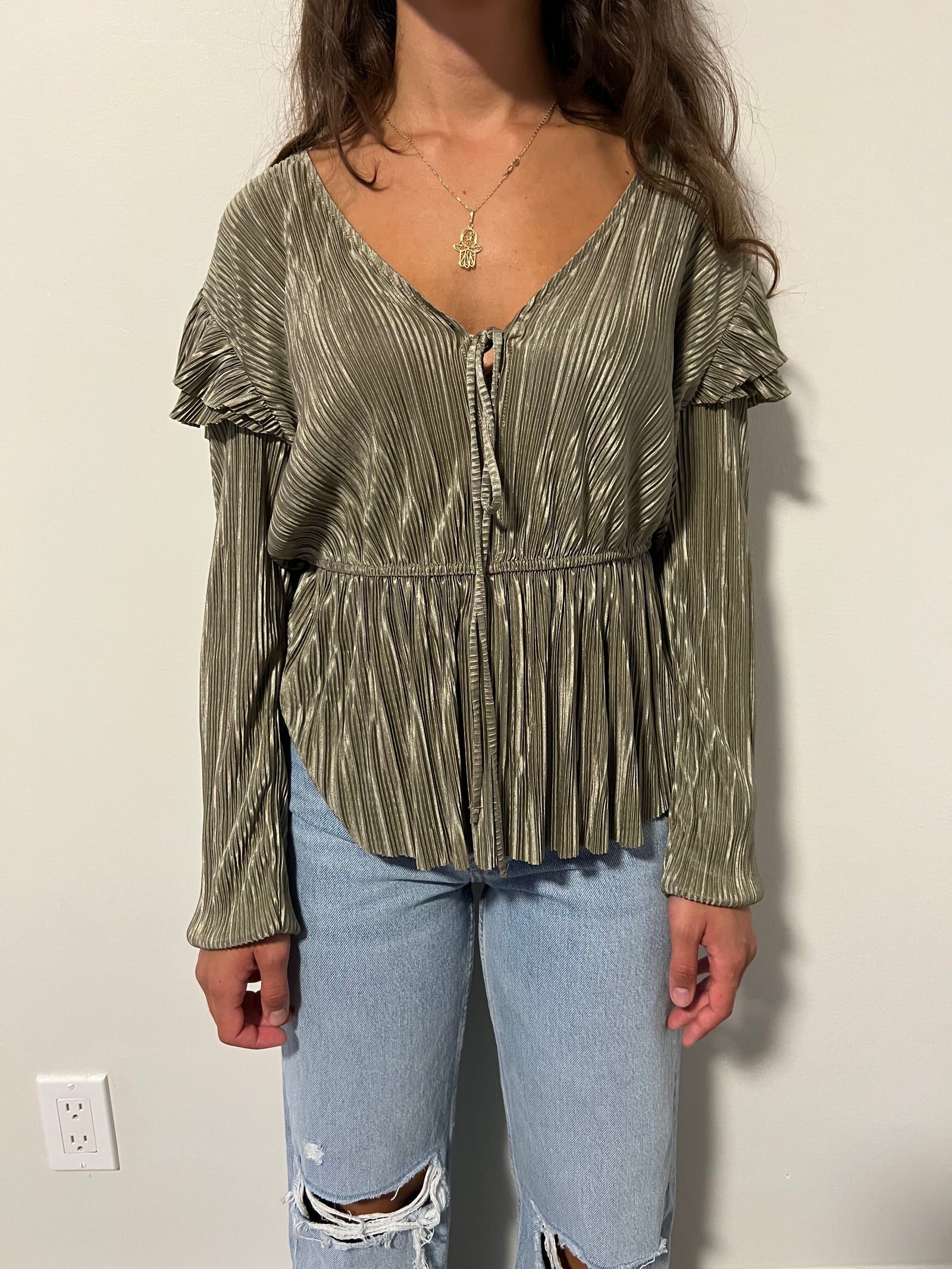 Pleated top taupe Zara