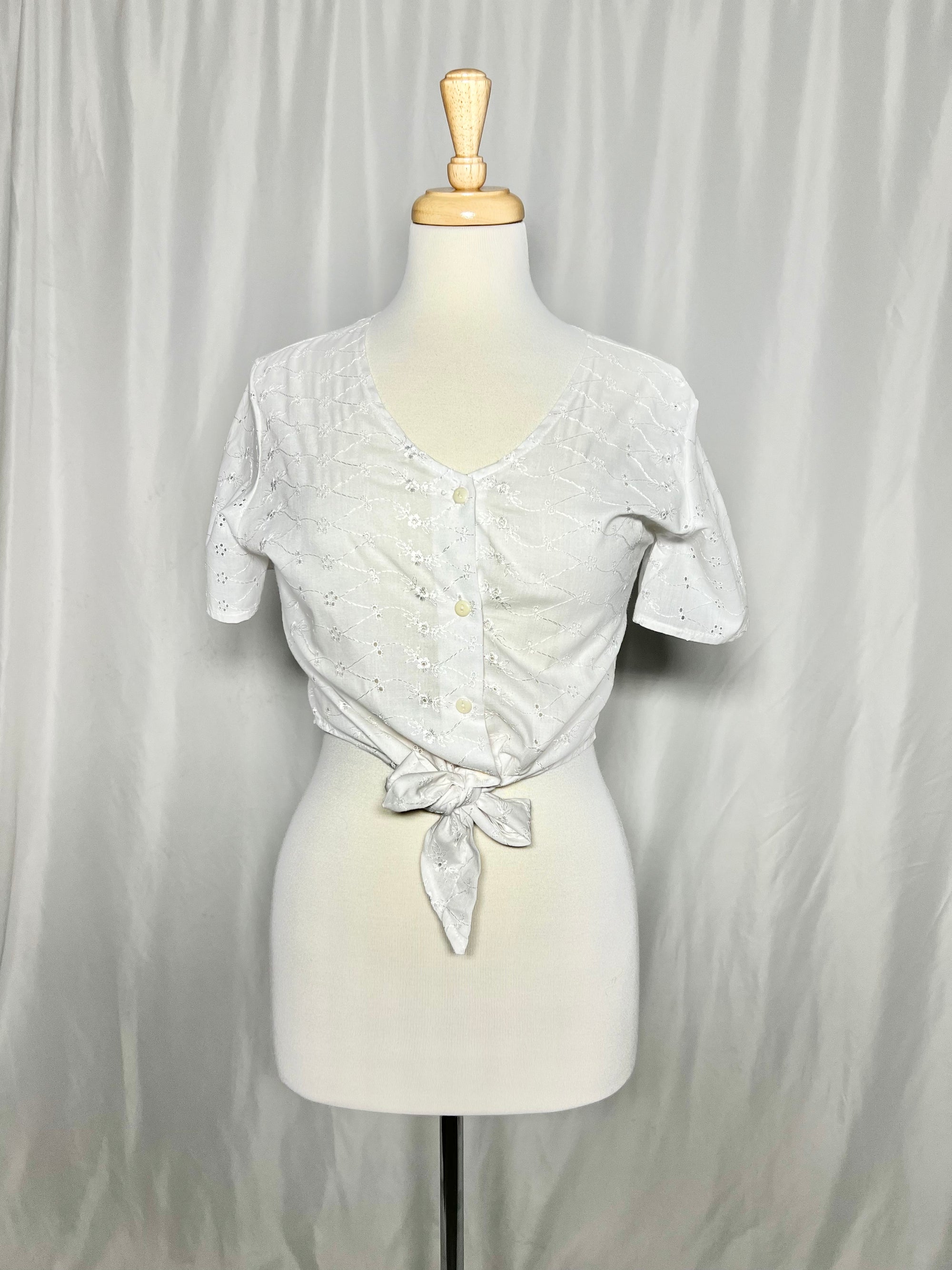 White Floral Vintage Top