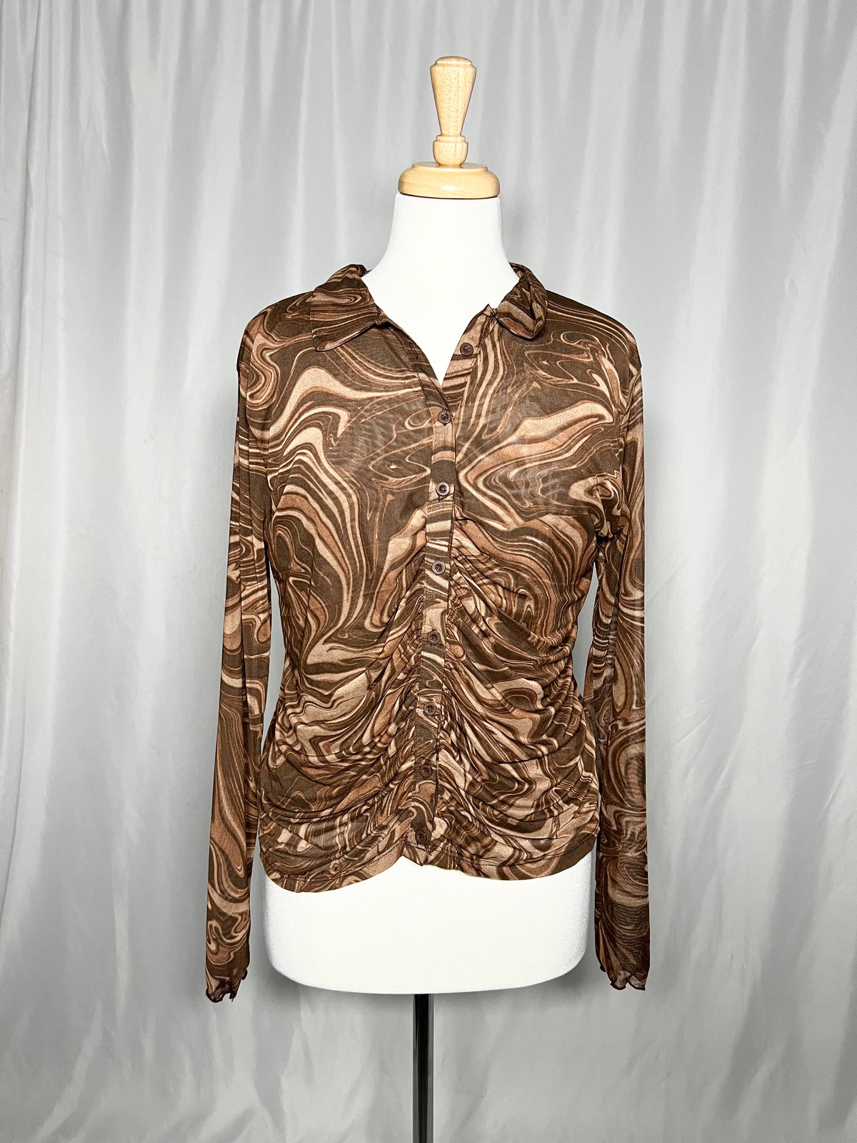 Brown Transparent patterned shirt