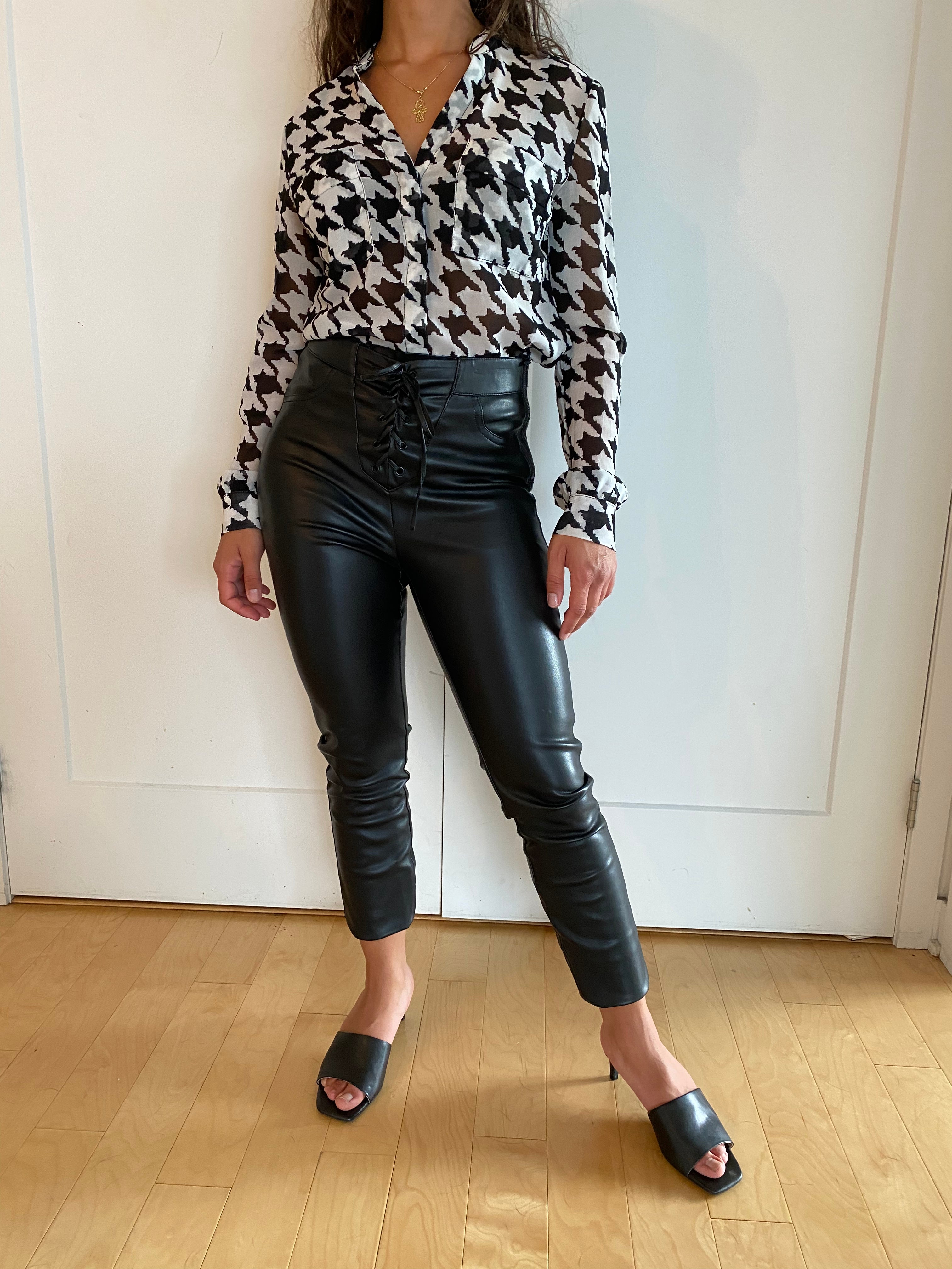 Zara faux cut out leather leggings