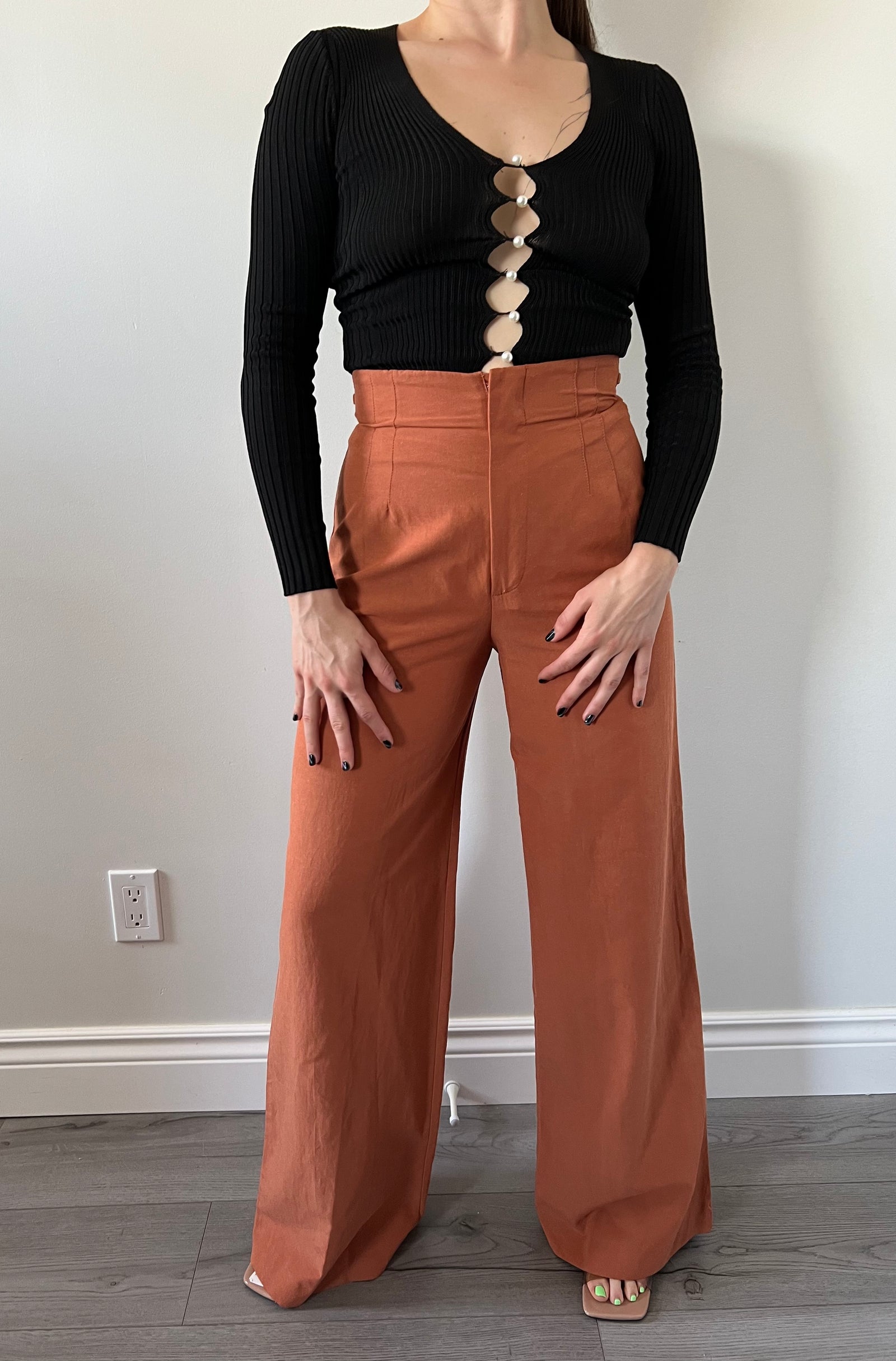 Orange string pants Zara